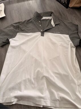 Travis Mathew Two-Tone Gray and White Polo